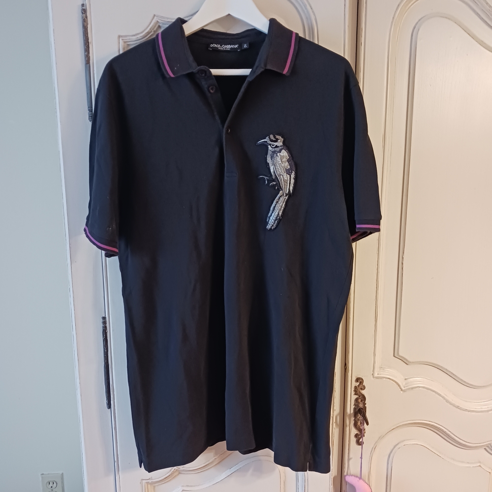 Dolce & Gabbana Polo Shirt with Embroidered Kingfisher Bird